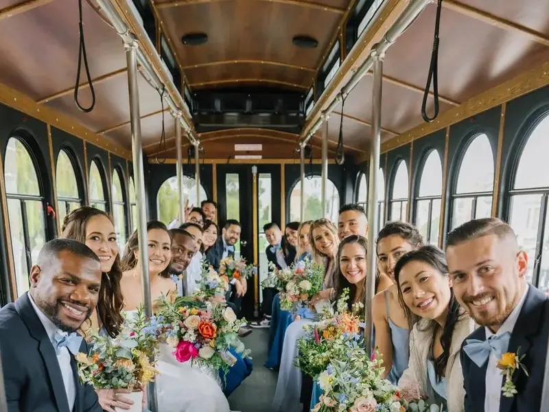 Vintage White Trolley for Livermore Valley Weekend Weddings - Gallery image