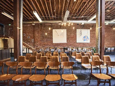 Skylit Brick Hall with Edison Lighting Venues in San Francisco - Featured