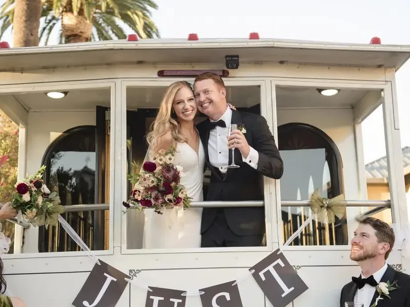 Vintage White Trolley for Livermore Valley Weekend Weddings - Gallery image