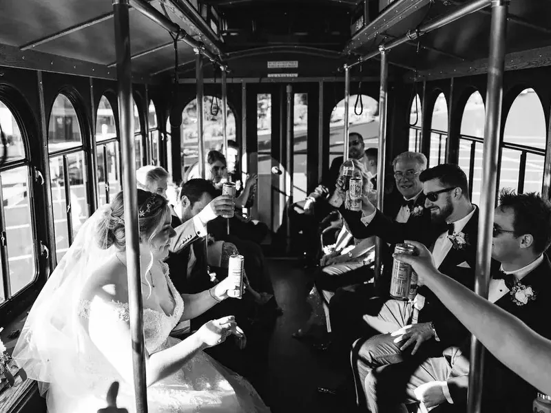 Vintage White Trolley for Livermore Valley Weekend Weddings - Featured image