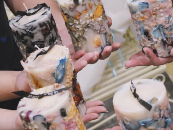 Garden candle making workshop creative team building Saratoga