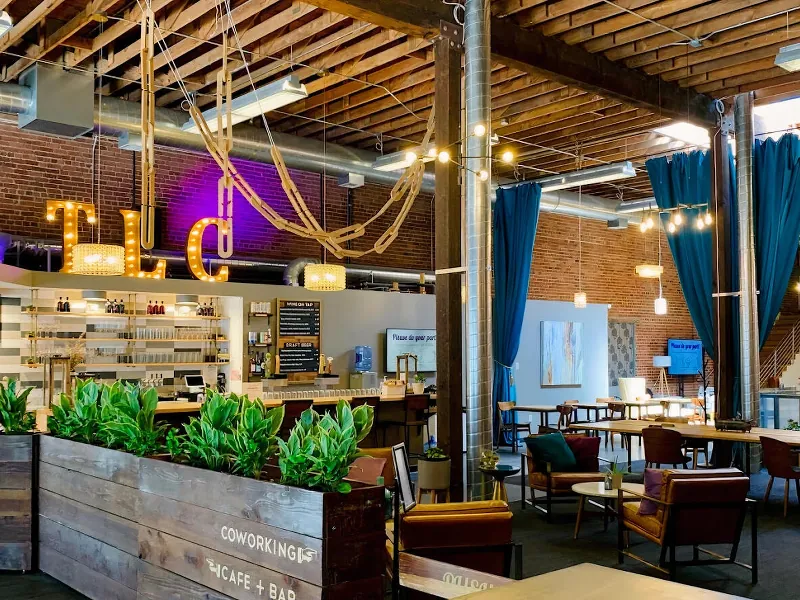 Skylit Brick Hall with Edison Lighting - Gallery image