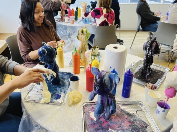Fluid Art Bear Painting Workshop team building experience