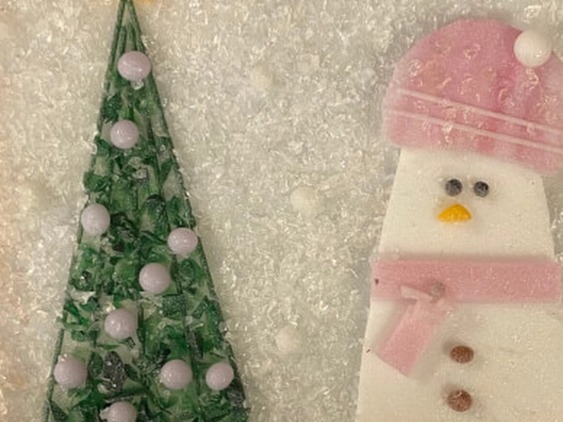 Fused Glass Snowman Plate Creation Workshop - Gallery image