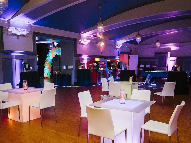 Modern Social Hall with Curved Beams - Gallery image