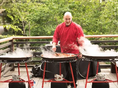 Live Cooking Spanish Paella Buffet with Tapas Sangria and Servers Catering - Featured
