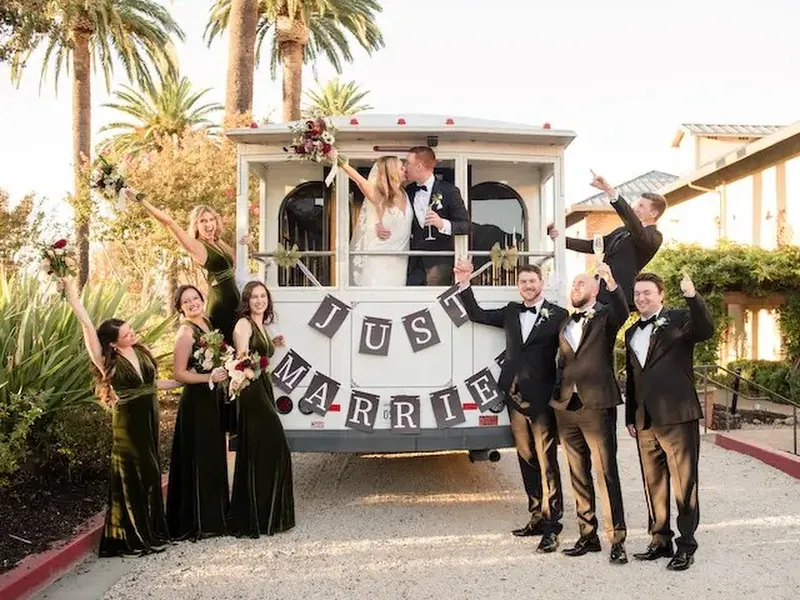 Vintage White Trolley for Livermore Valley Weekday Weddings - Gallery image