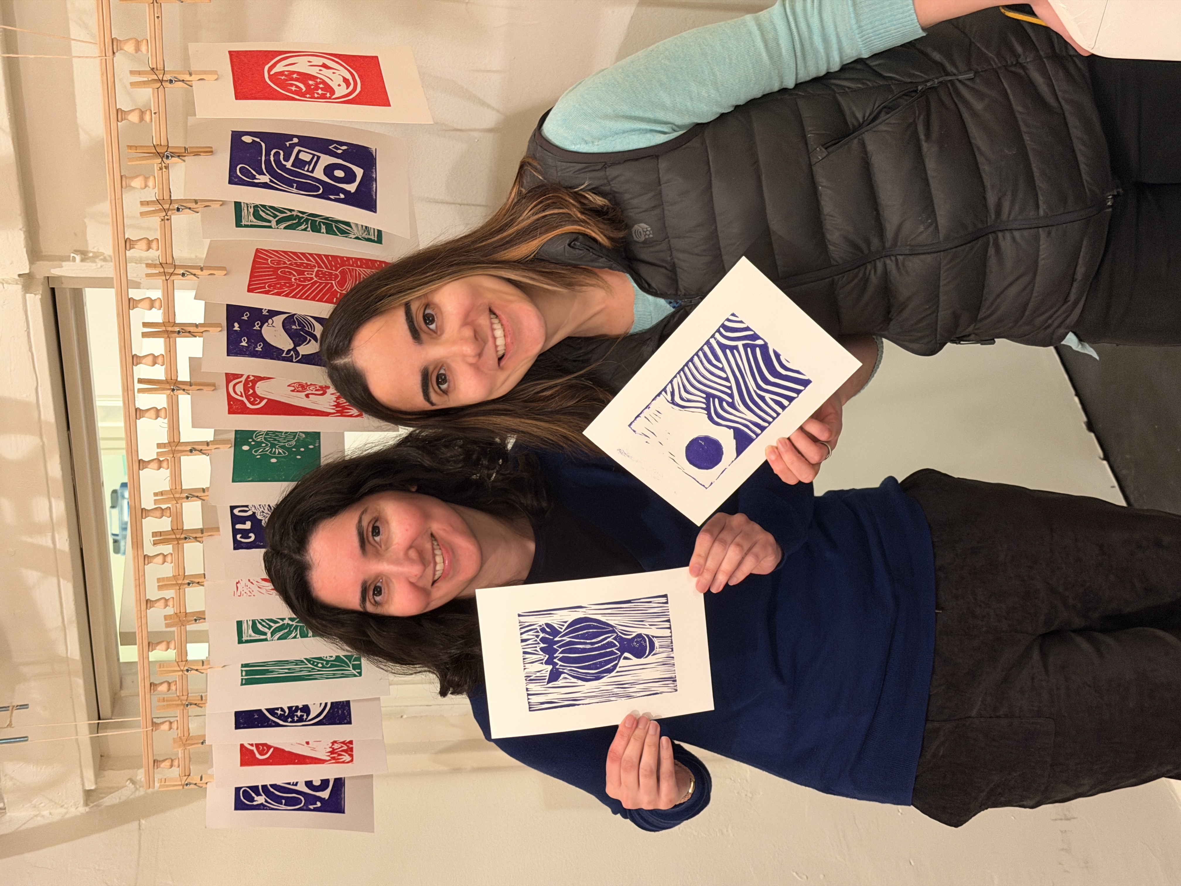 Linocut printmaking workshop bachelorette party San Francisco