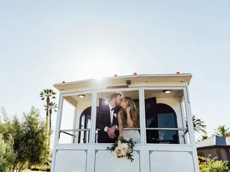 Vintage White Trolley for Livermore Valley Weekday Weddings - Gallery image